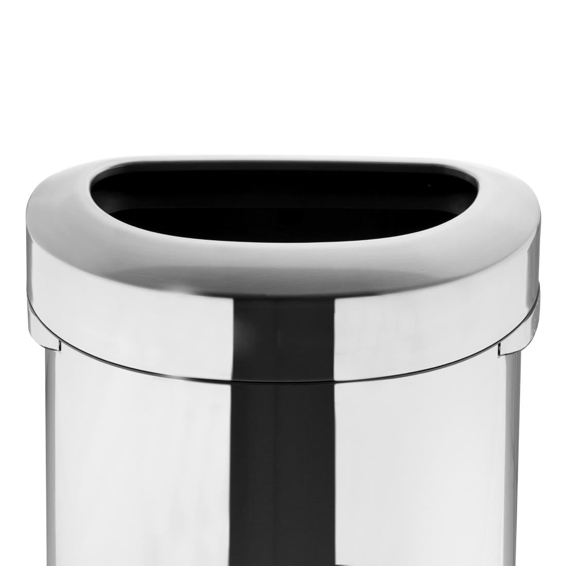 HT463 Bolero 'D' Shape Brushed Steel Bin with Open Lid 86Ltr