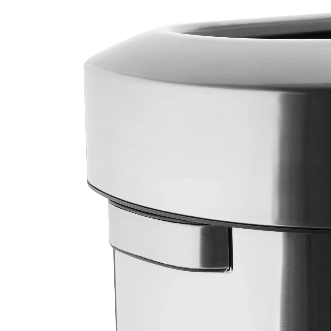 HT463 Bolero 'D' Shape Brushed Steel Bin with Open Lid 86Ltr