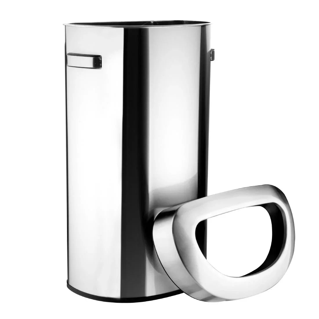 HT463 Bolero 'D' Shape Brushed Steel Bin with Open Lid 86Ltr