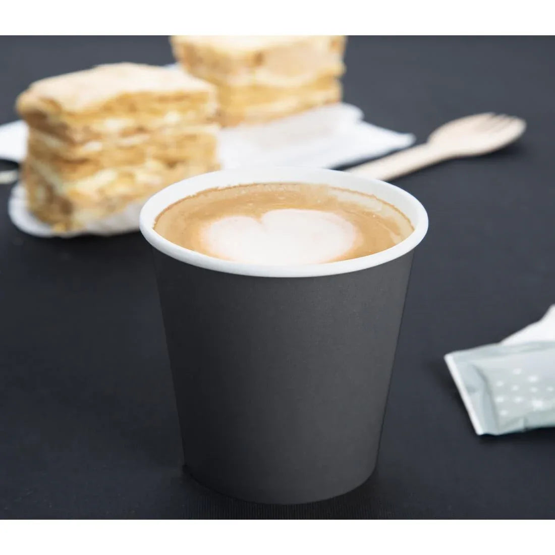 HT470 Fiesta Compostable Hot Cups Single Wall Black 6oz (1000 Pack)