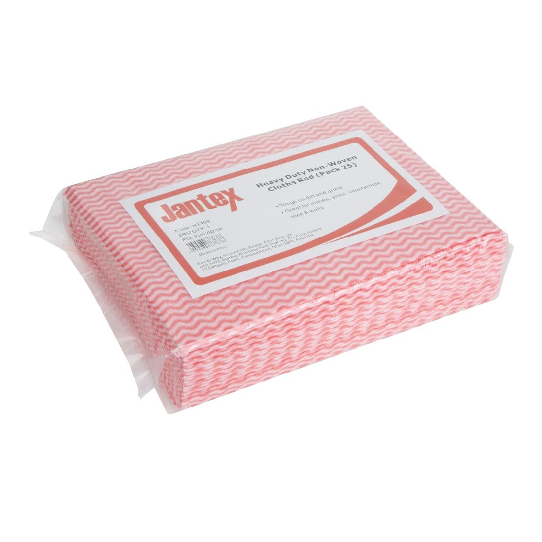 HT489 Jantex Heavy Duty Non-Woven Cloths Red (Pack of 25)