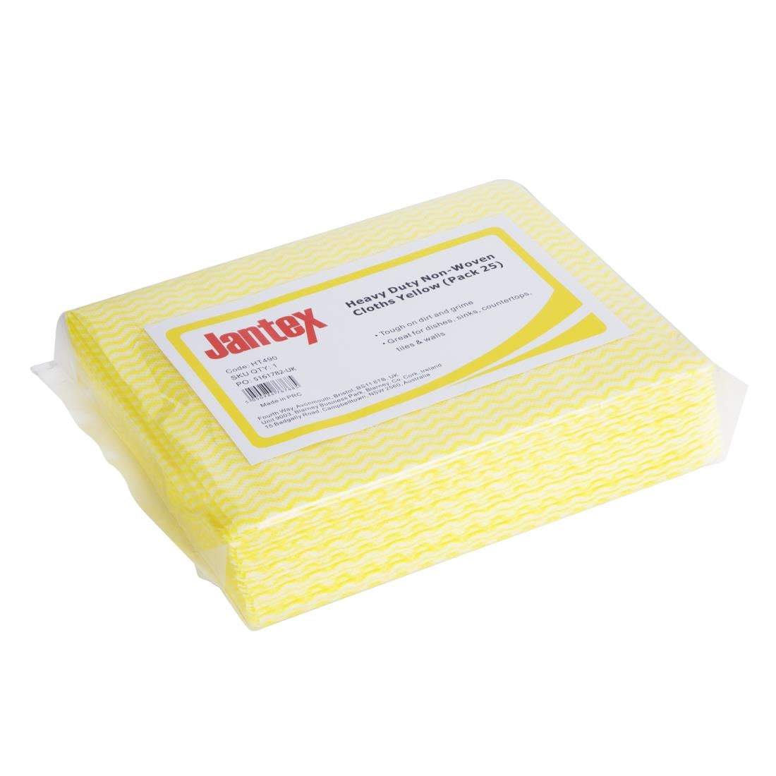 HT490 Jantex Heavy Duty Non-Woven Cloths Yellow (Pack of 25)