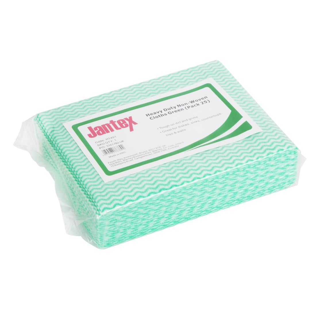 HT491 Jantex Heavy Duty Non-Woven Cloths Green (Pack of 25)