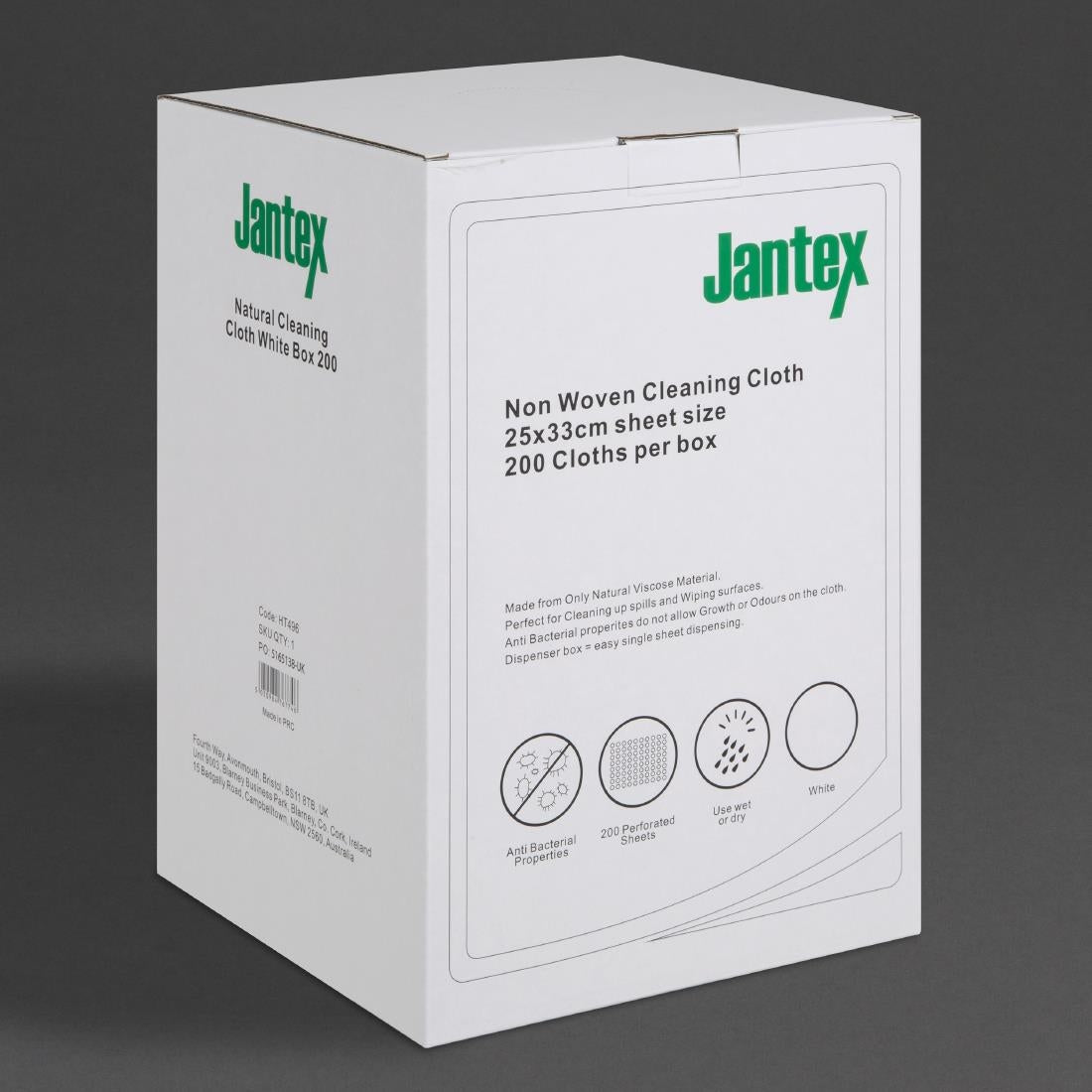 HT496 Jantex Green Compostable Cleaning Cloth White (Pack of 200)