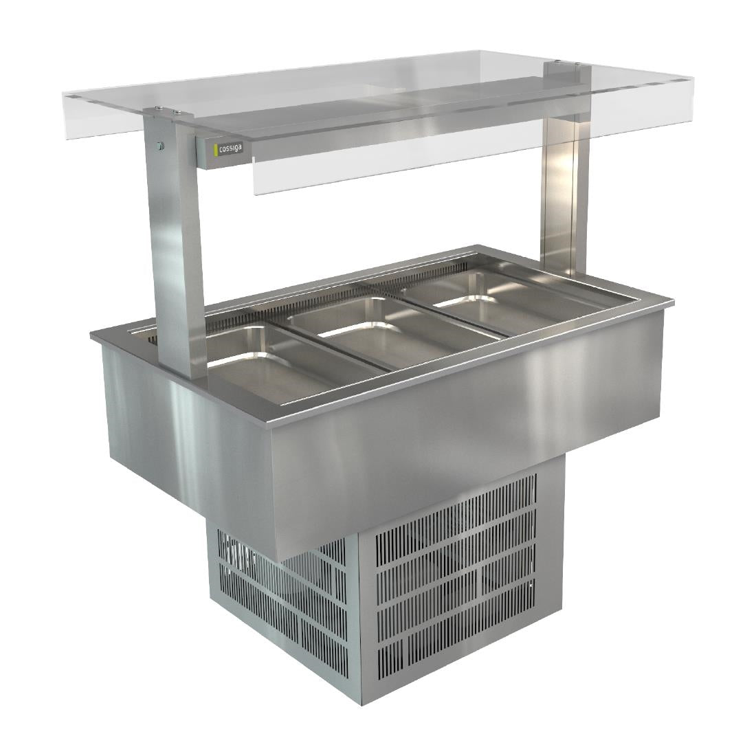 HT626 Cossiga Linear Series Drop-in Refrigerated Well w/Flat Top Sneeze Guard 1145mm