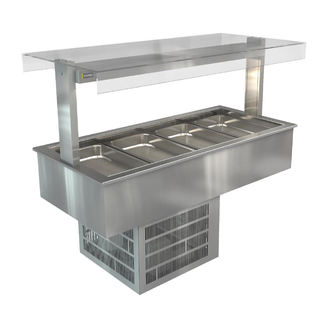 HT627 Cossiga Linear Series Drop-in Refrigerated Well w/Flat Top Sneeze Guard 1485mm