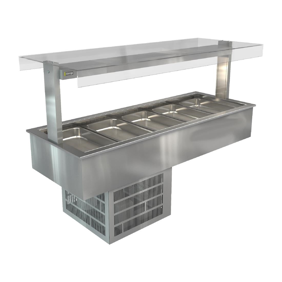 HT628 Cossiga Linear Series Drop-in Refrigerated Well w/Flat Top Sneeze Guard 1825mm