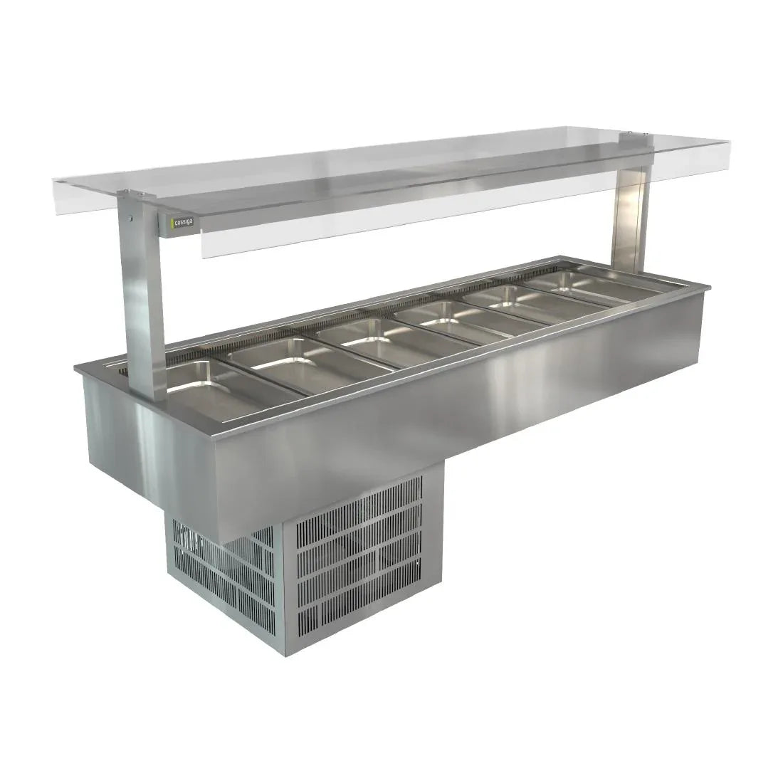 HT629 Cossiga Linear Series Drop-in Refrigerated Well w/Flat Top Sneeze Guard 2165mm