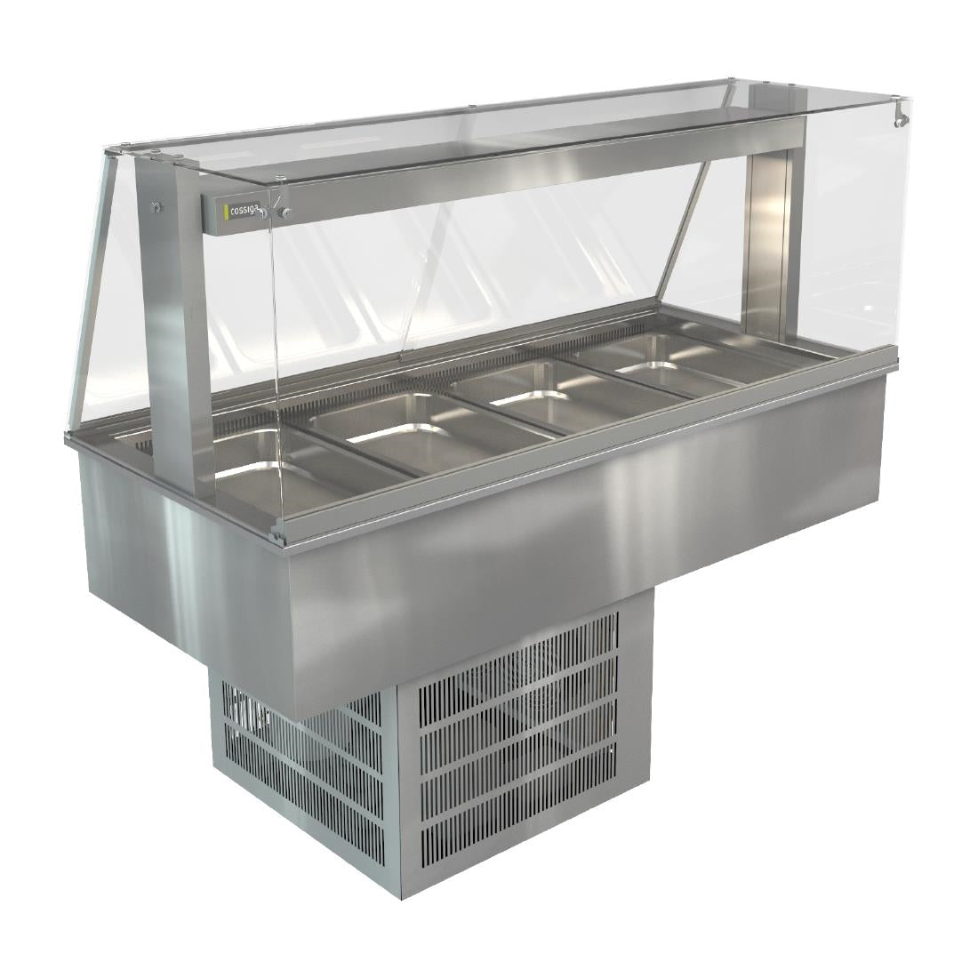 HT632 Cossiga Linear Series Drop-in Refrigerated Well w/Full Square Glass Gantry 1485mm