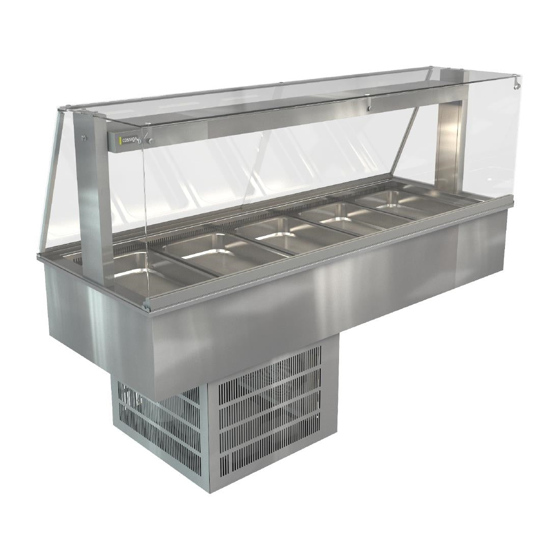 HT633 Cossiga Linear Series Drop-in Refrigerated Well w/Full Square Glass Gantry 1825mm