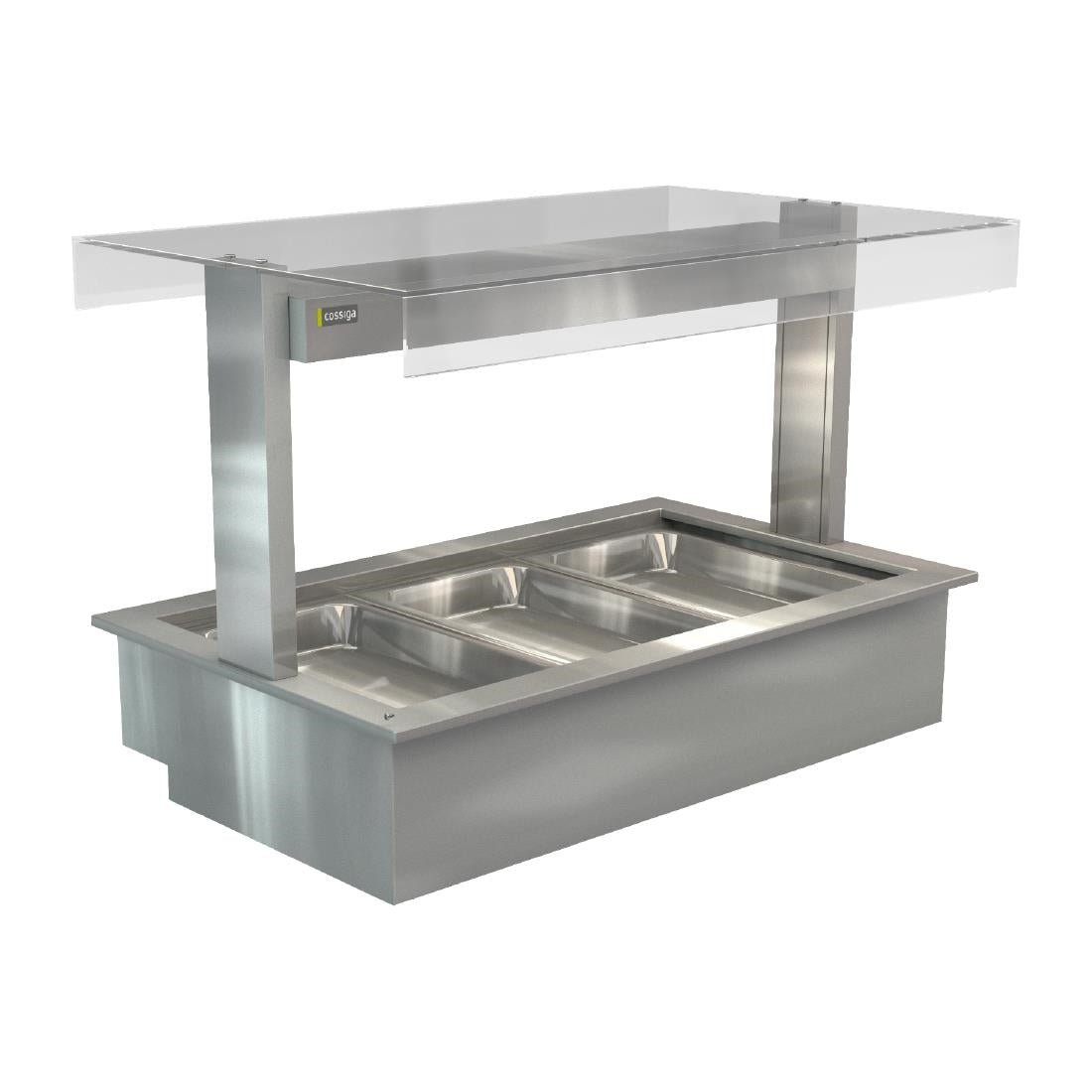 HT656 Cossiga Linear Series Drop-in Bain Marie 3x1/1GN w/Flat Top Sneeze Guard 1145mm