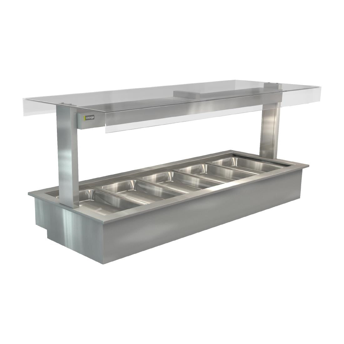 HT658 Cossiga Linear Series Drop-in Bain Marie 5x1/1GN w/Flat Top Sneeze Guard 1825mm