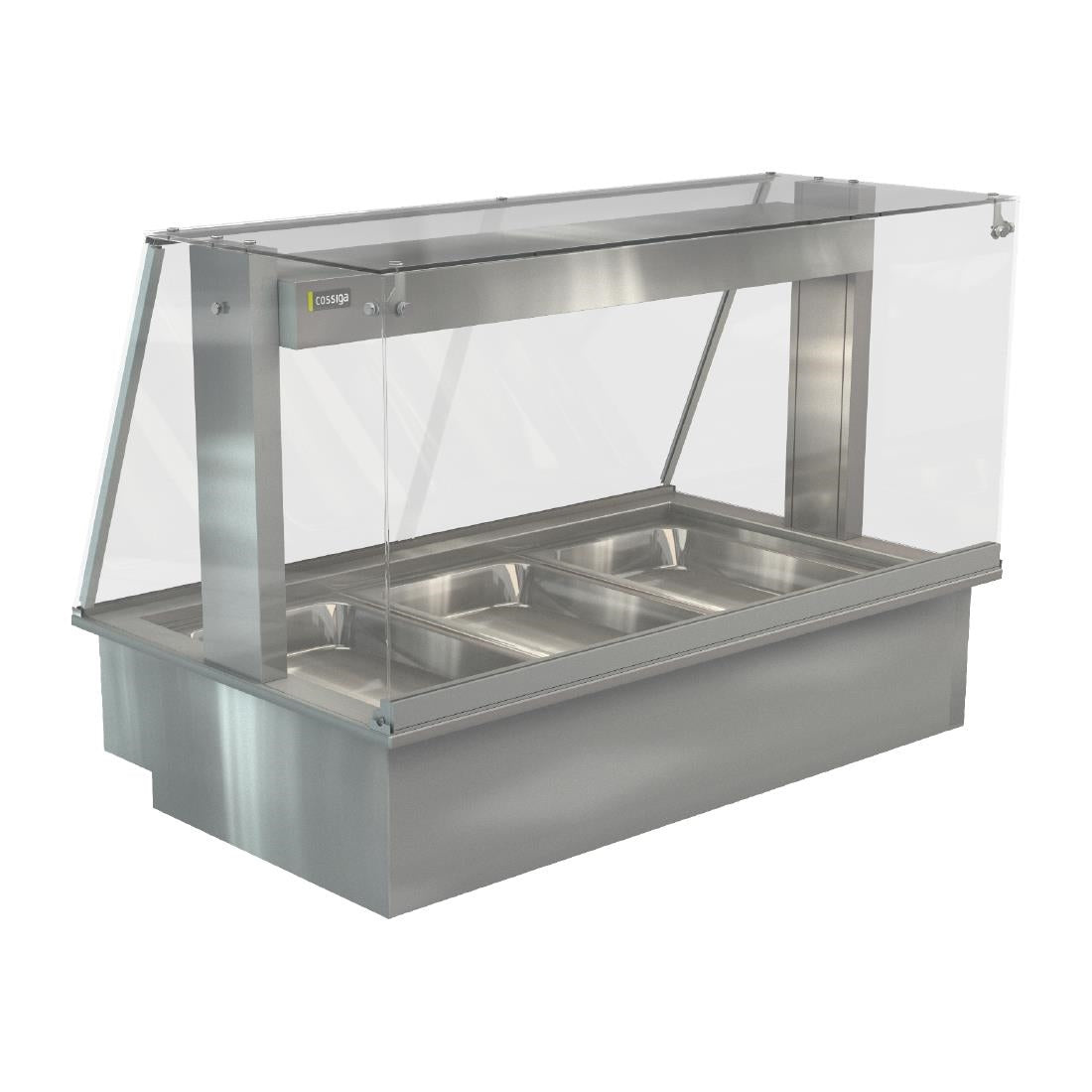 HT660 Cossiga Linear Series Drop-in Bain Marie 3x1/1GN w/Square Glass Assisted Service 1145mm