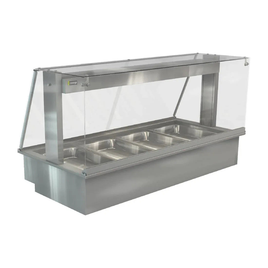 HT661 Cossiga Linear Series Drop-in Bain Marie 4x1/1GN w/Square Glass Assisted Service 1485mm