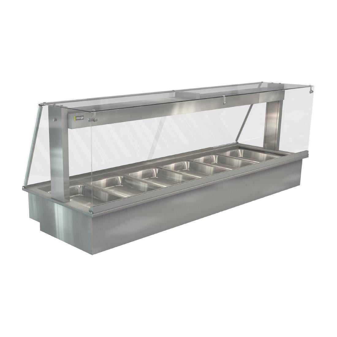 HT663 Cossiga Linear Series Drop-in Bain Marie 6x1/1GN w/Square Glass Assisted Service 2165mm