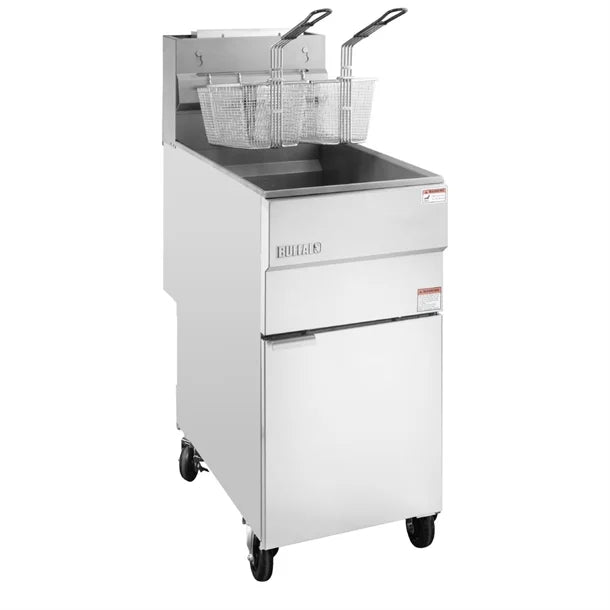 HU199 Buffalo Twin Basket Single Tank Freestanding Gas Fryer 28Ltr