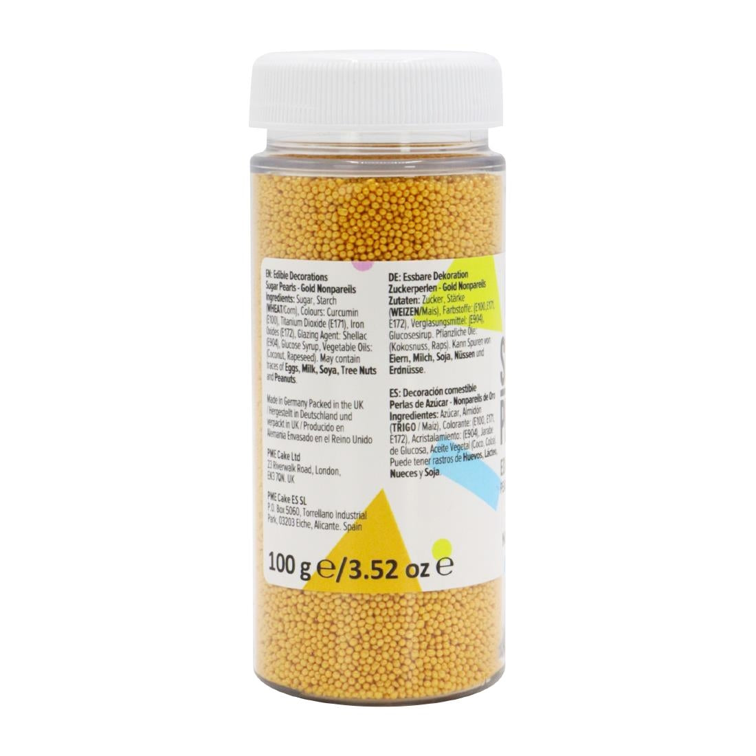 HU216 PME Sugar Pearls Nonpareils 100g - Gold