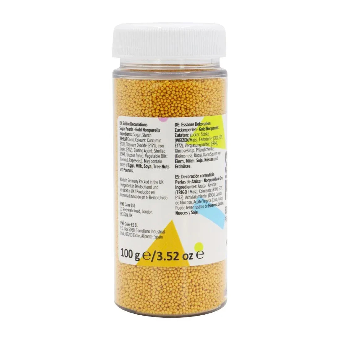 HU216 PME Sugar Pearls Nonpareils 100g - Gold