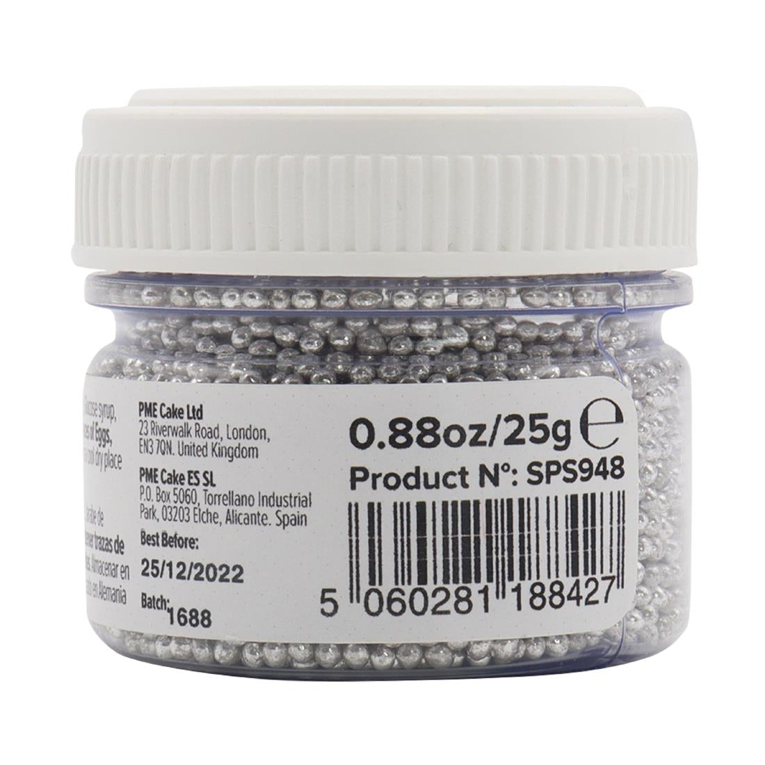 HU229 PME Silver Sugar Pearls 25g - Nonpareils