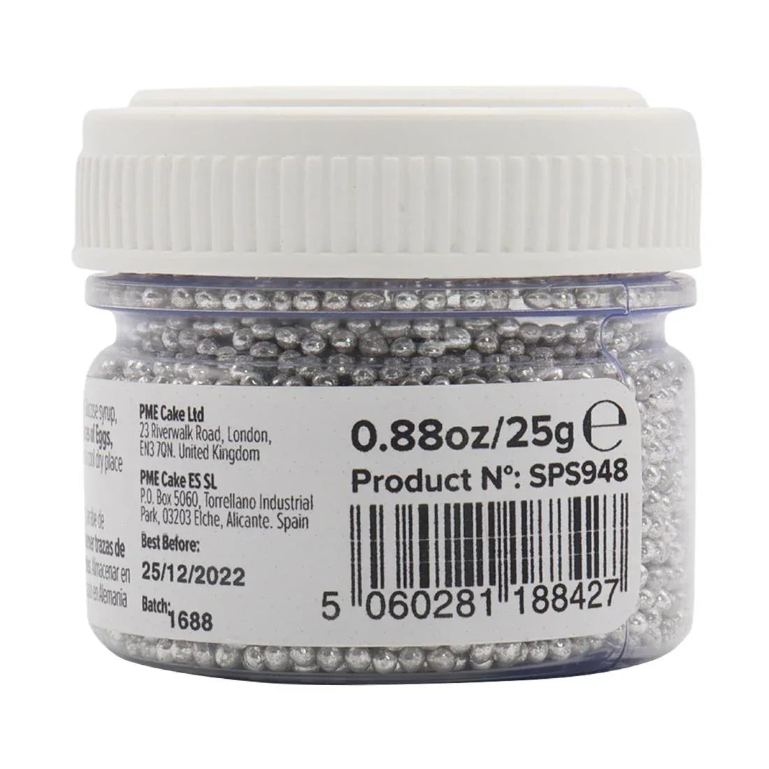 HU229 PME Silver Sugar Pearls 25g - Nonpareils