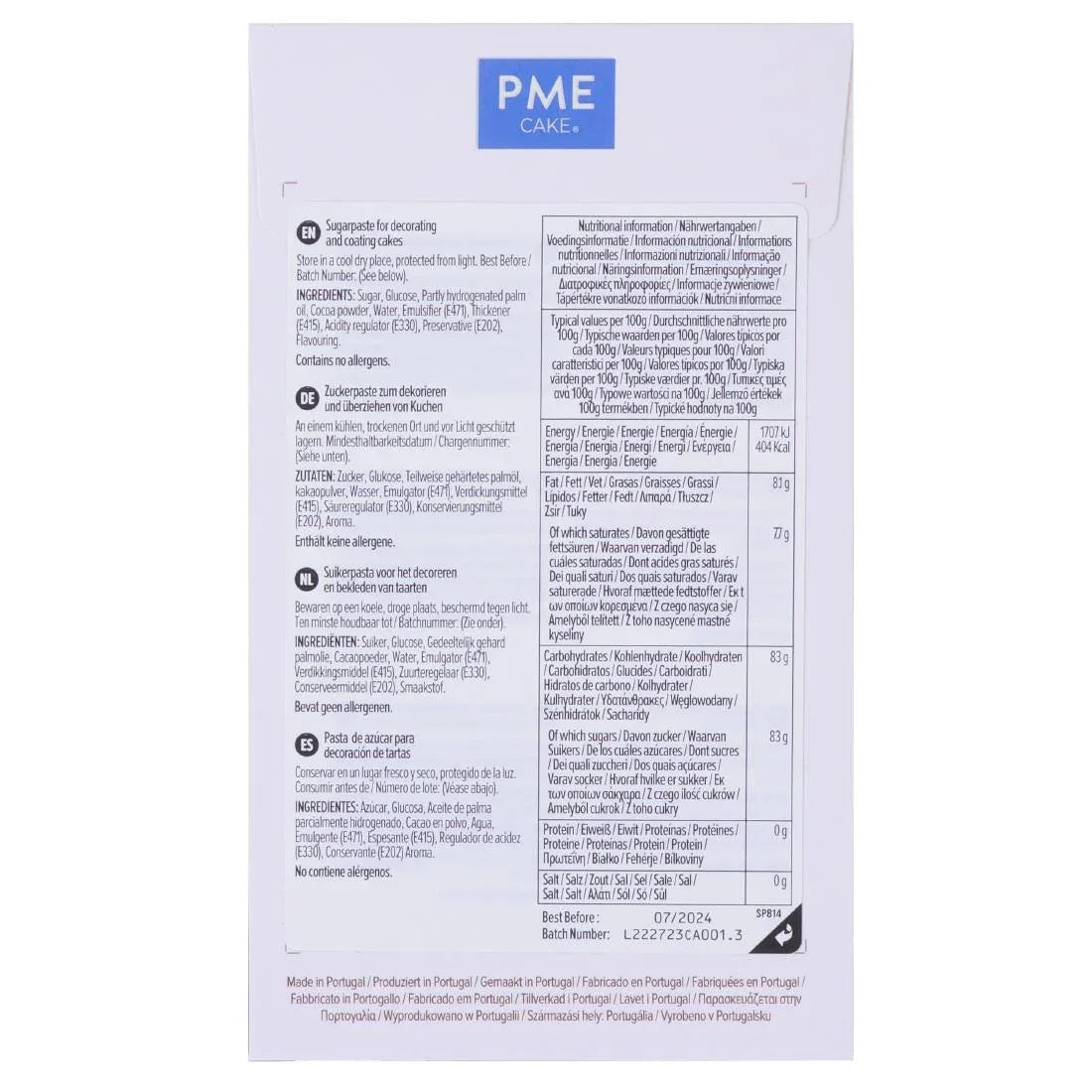 HU308 PME Sugar Paste Fondant Brown 250g