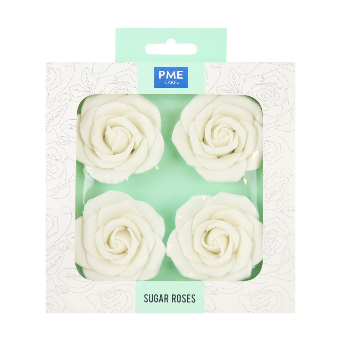 HU358 PME White Sugar Roses 62mm (Pack of 4)