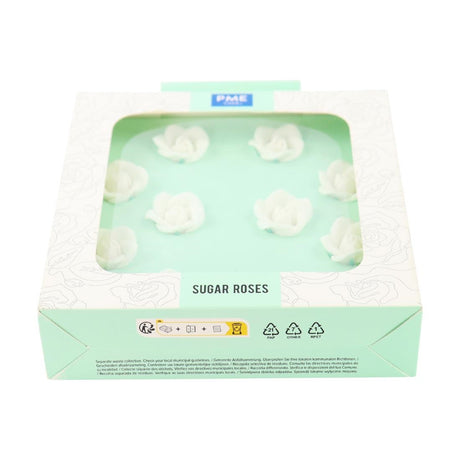 HU361 PME White Sugar Roses 25mm (Pack of 10)