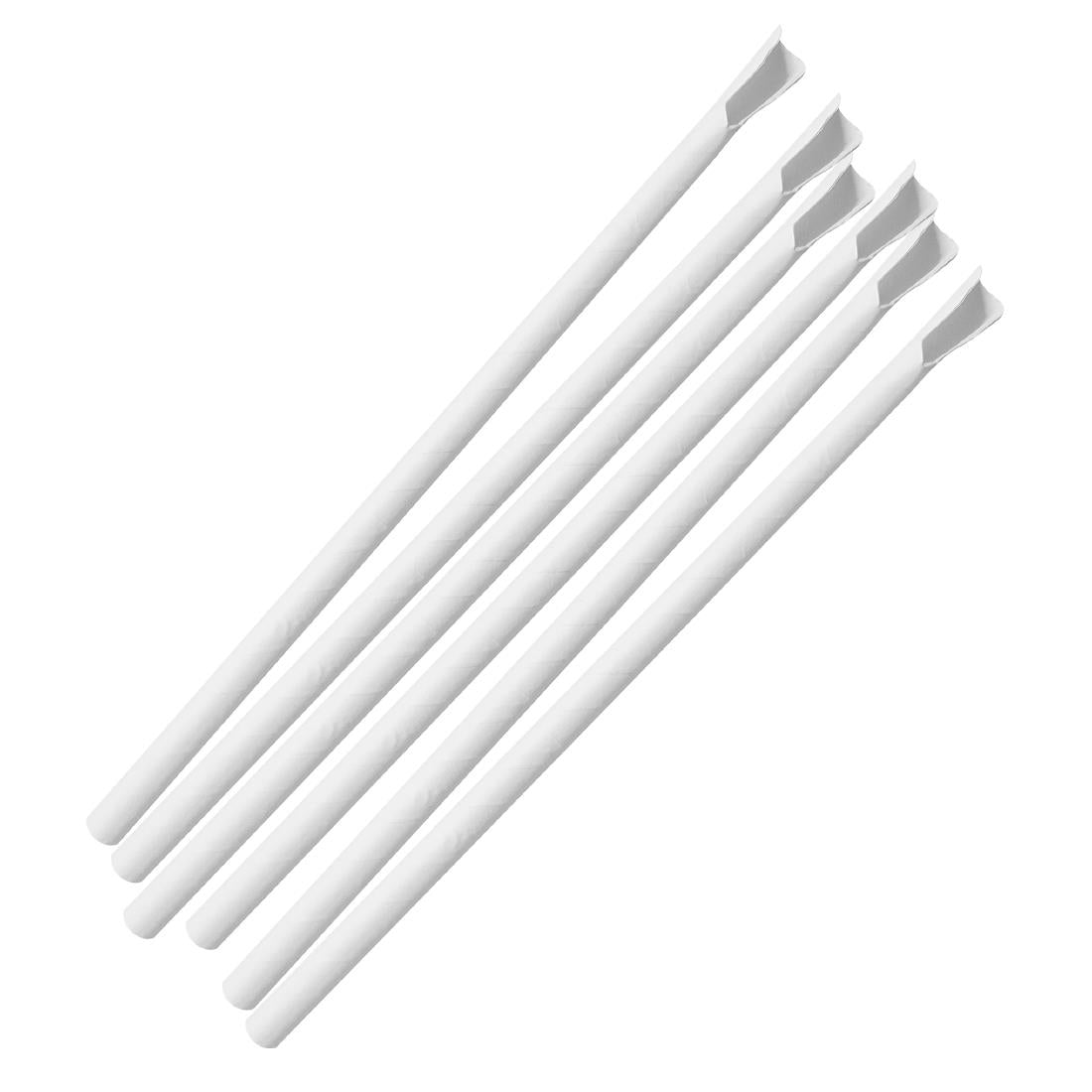 HU367 - Fiesta Compostable Paper Spoon Straw White 210x8mm (250 Pack)