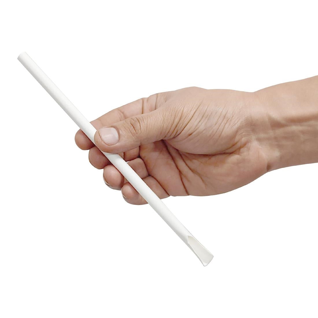 HU367 - Fiesta Compostable Paper Spoon Straw White 210x8mm (250 Pack)