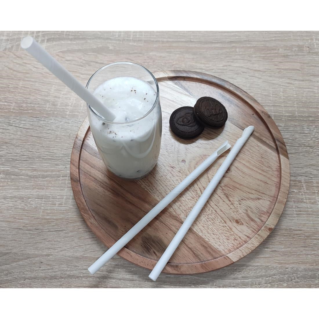 HU367 - Fiesta Compostable Paper Spoon Straw White 210x8mm (250 Pack)