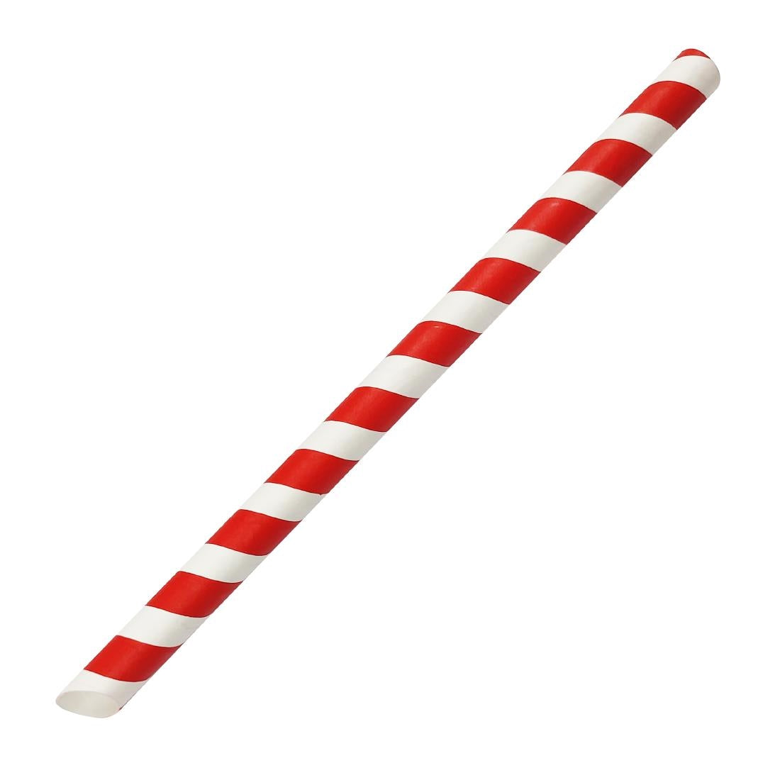 HU368 - Fiesta Compostable Bubble Tea Straw Red & White 12x210mm (150 Pack)