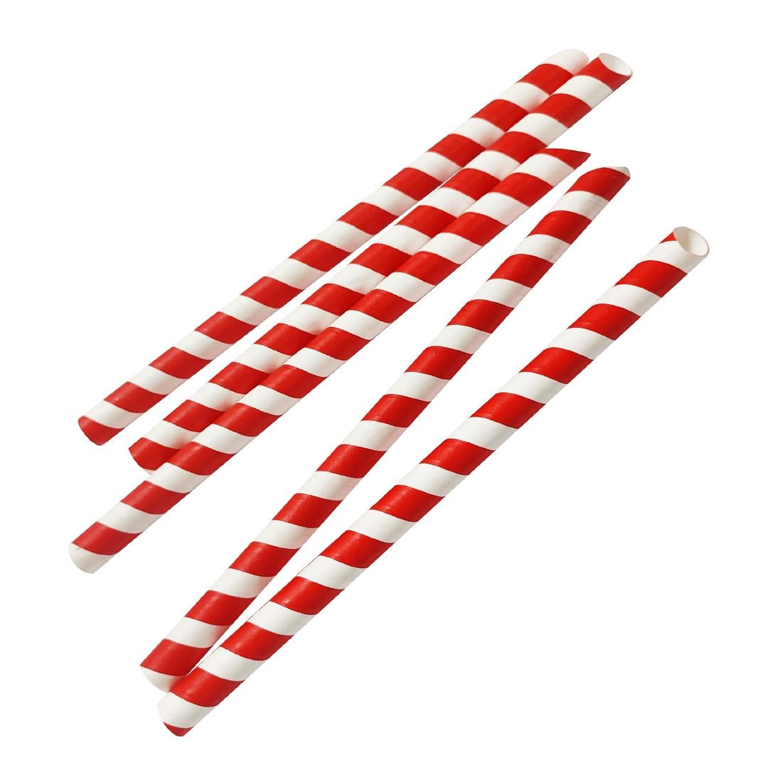 HU368 - Fiesta Compostable Bubble Tea Straw Red & White 12x210mm (150 Pack)