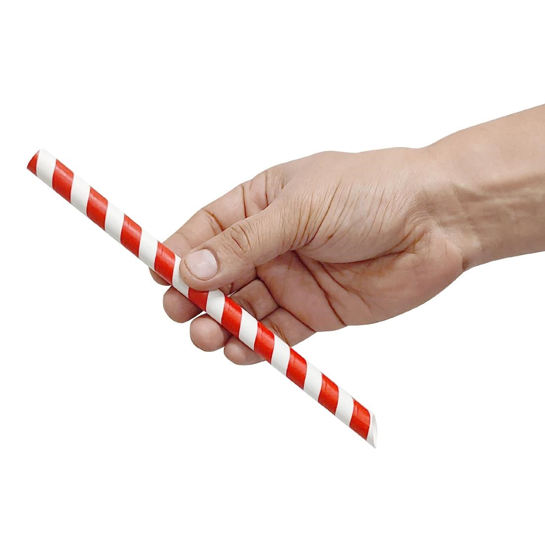 HU368 - Fiesta Compostable Bubble Tea Straw Red & White 12x210mm (150 Pack)