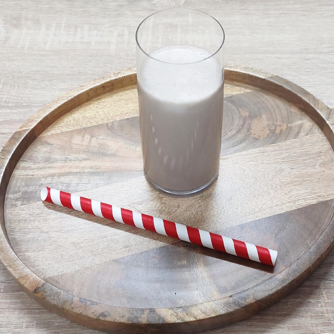 HU368 - Fiesta Compostable Bubble Tea Straw Red & White 12x210mm (150 Pack)