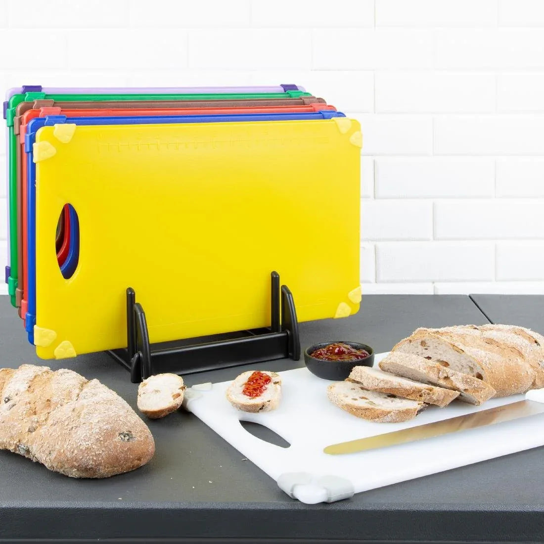 HW006 - Hygiplas Commercial Grip Chopping Board Blue 458x306mm