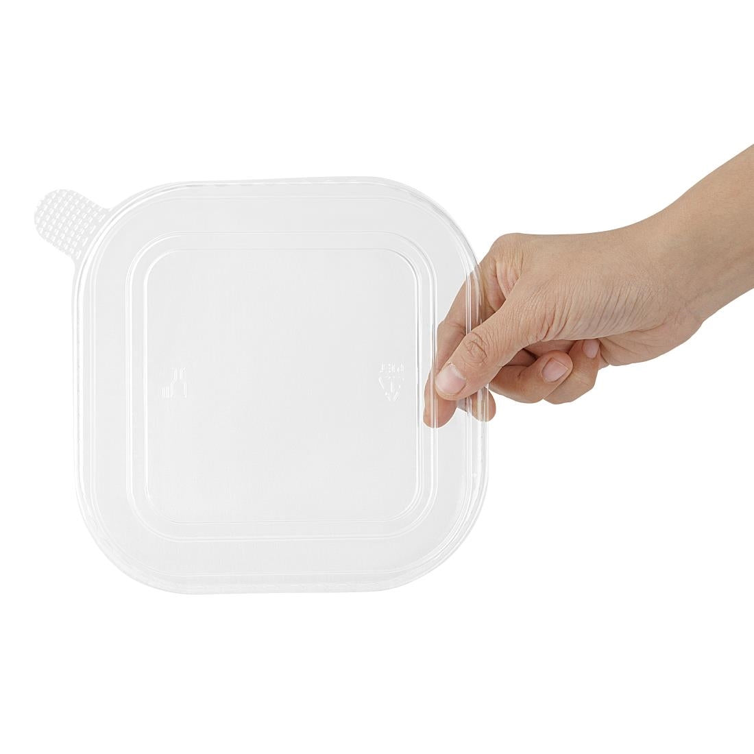 HW019 - Fiesta Recyclable PET lid for Square Container Bases (300 Pack)