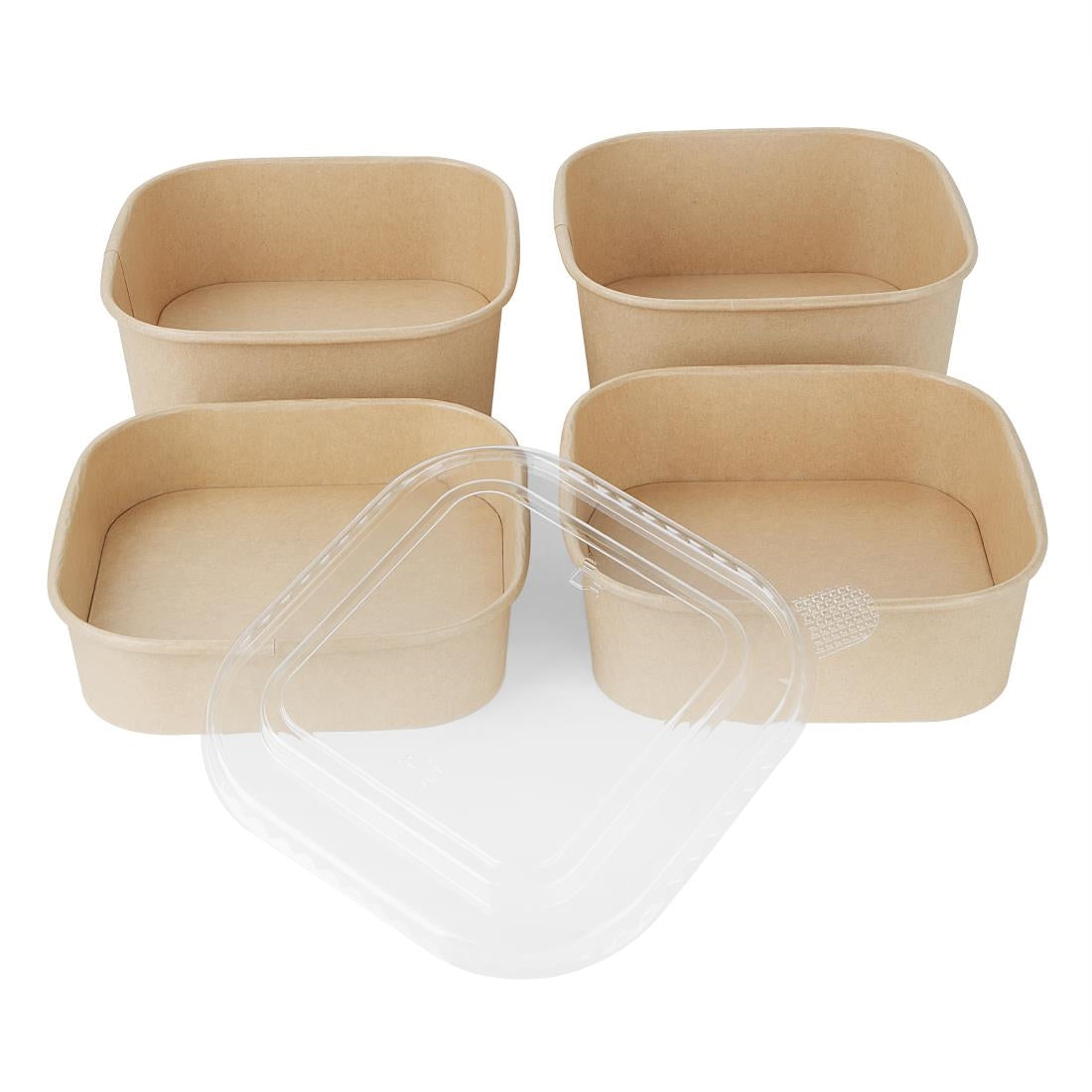 HW019 - Fiesta Recyclable PET lid for Square Container Bases (300 Pack)