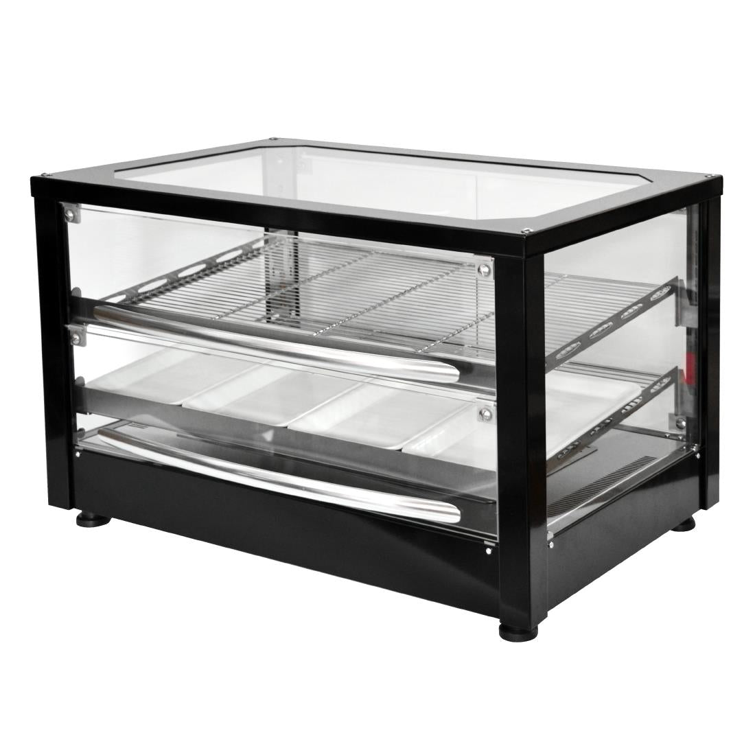 HW158 Roller Grill Self Serve Heated Display Cabinet Black Finish WD780SN-SS