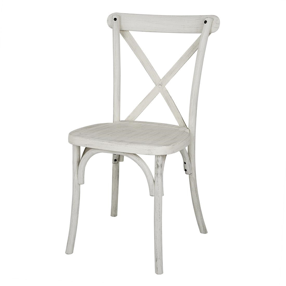 HW280 - Bolero Manhattan Cross-Back Resin Chairs Limewash (4 Pack)