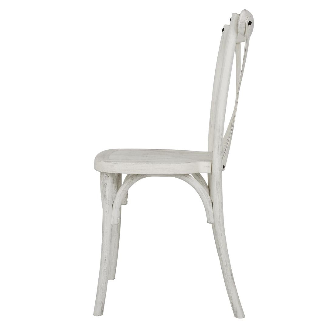 HW280 - Bolero Manhattan Cross-Back Resin Chairs Limewash (4 Pack)
