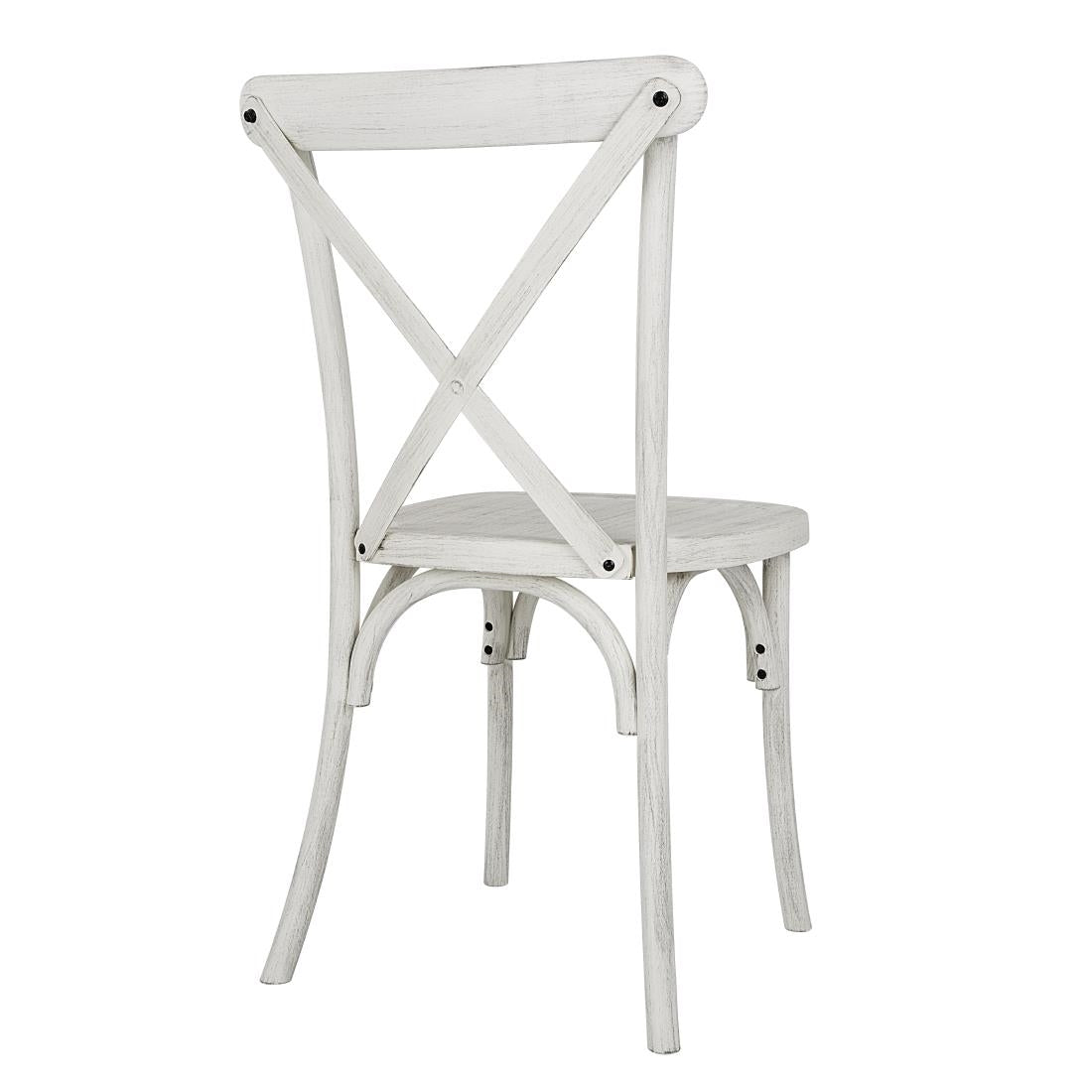 HW280 - Bolero Manhattan Cross-Back Resin Chairs Limewash (4 Pack)