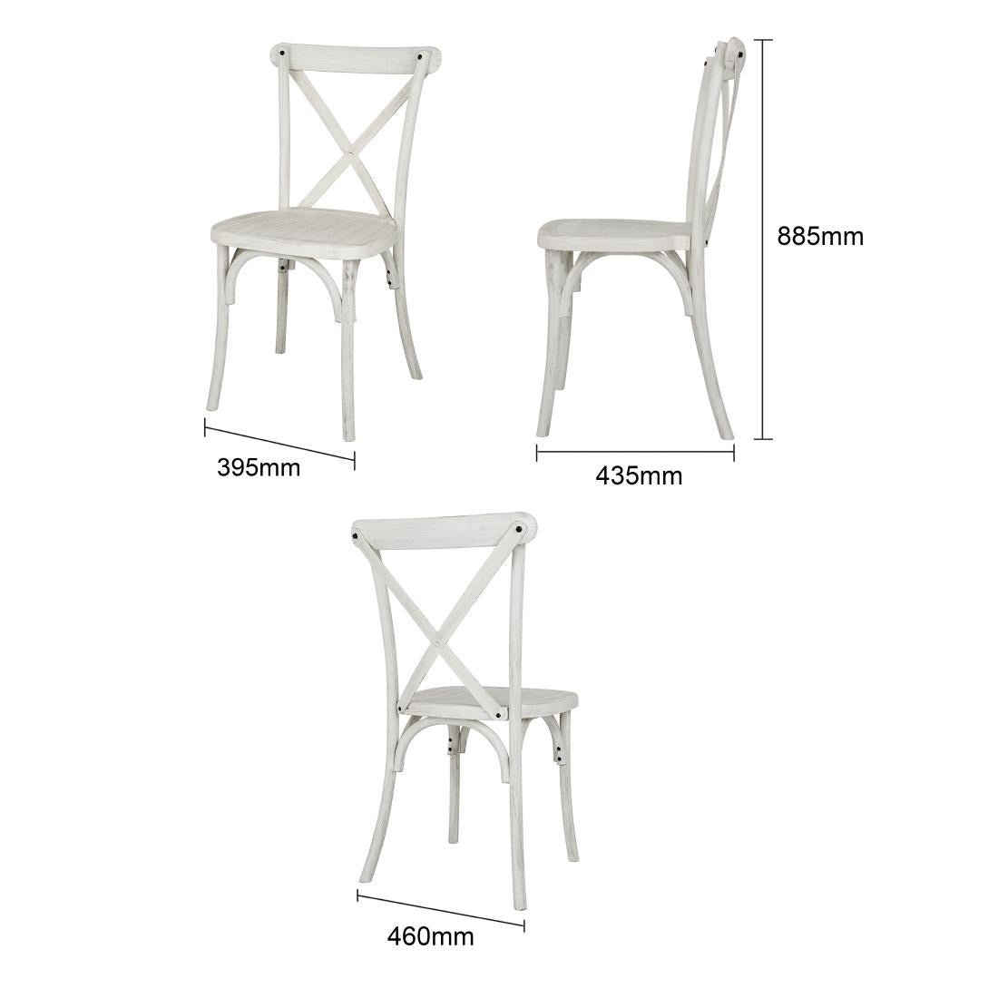HW280 - Bolero Manhattan Cross-Back Resin Chairs Limewash (4 Pack)