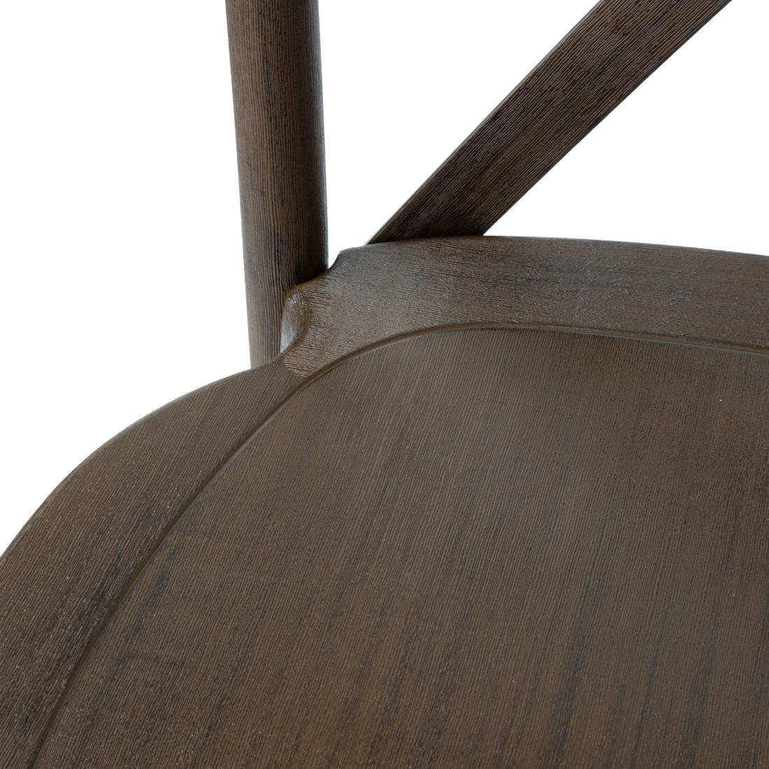 HW281 - Bolero Manhattan Cross-Back Resin Chairs Dark Wood Effect (4 Pack)