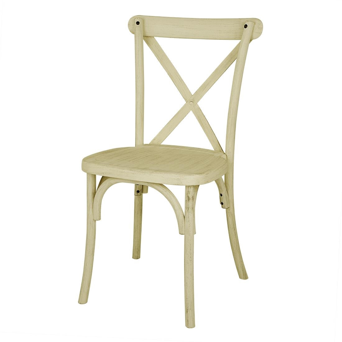 HW282 - Bolero Manhattan Cross-Back Resin Chairs Natural (4 Pack)