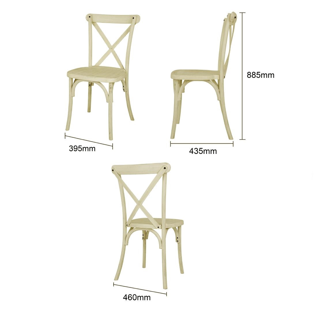 HW282 - Bolero Manhattan Cross-Back Resin Chairs Natural (4 Pack)