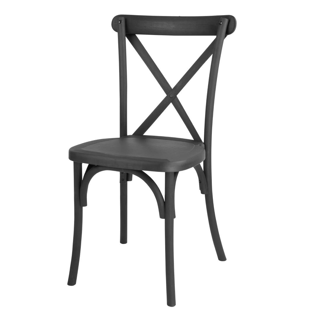 HW283 - Bolero Manhattan Cross-Back Resin Chairs Black (4 Pack)