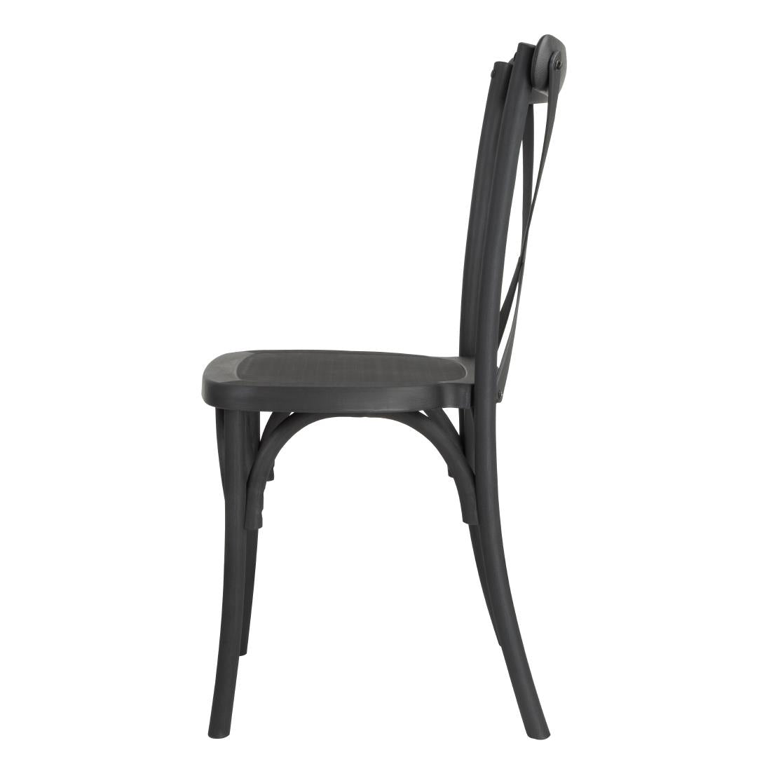 HW283 - Bolero Manhattan Cross-Back Resin Chairs Black (4 Pack)