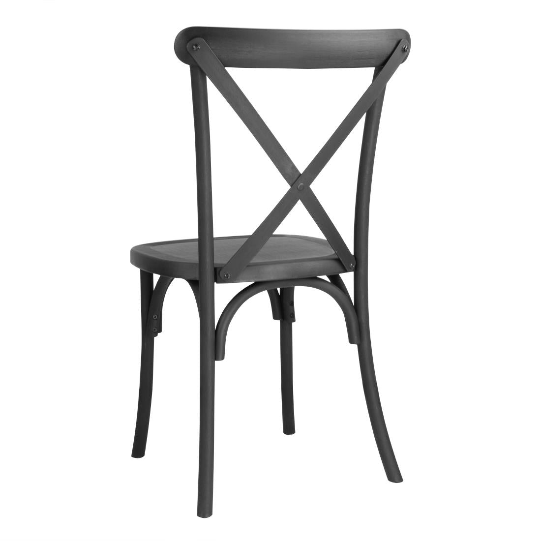 HW283 - Bolero Manhattan Cross-Back Resin Chairs Black (4 Pack)