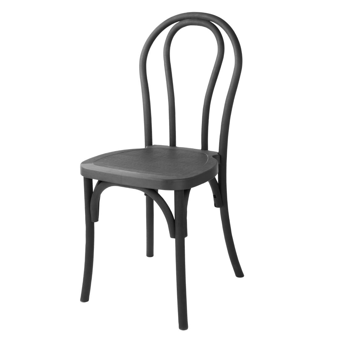 HW286 - Bolero Soho Bentwood Style Resin Chairs Black (4 Pack)