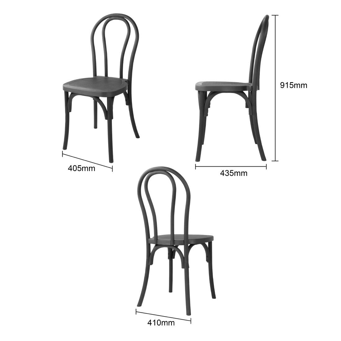 HW286 - Bolero Soho Bentwood Style Resin Chairs Black (4 Pack)